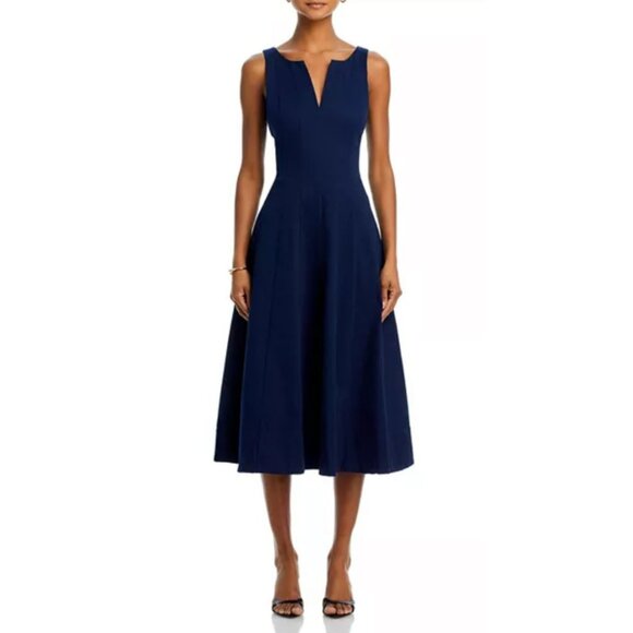NWT Aqua Navy Blue Sleeveless Midi Fit & Flare Dress Size S - Picture 1 of 10